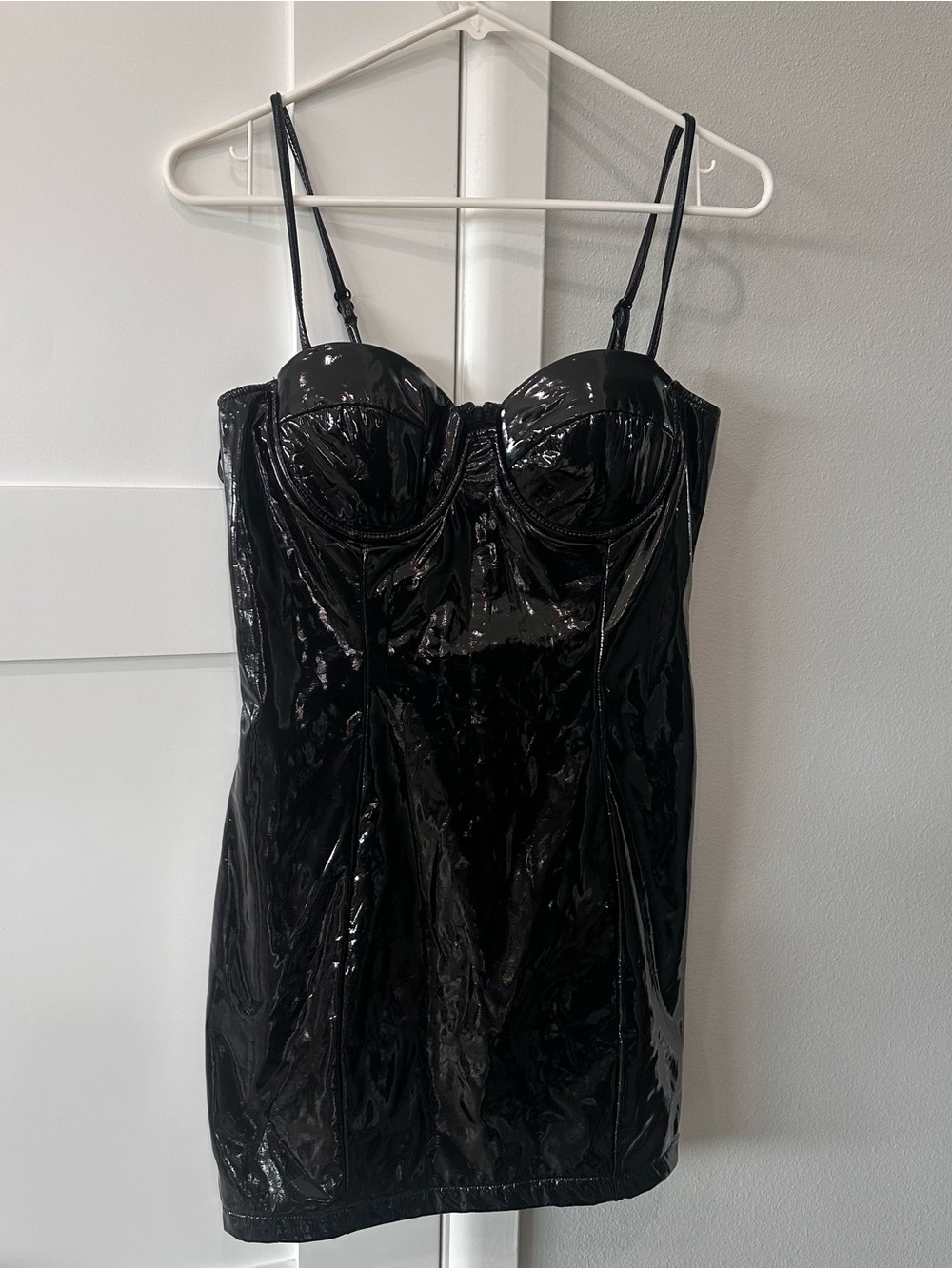 Windsor Black Patent Bustier Mini Dress